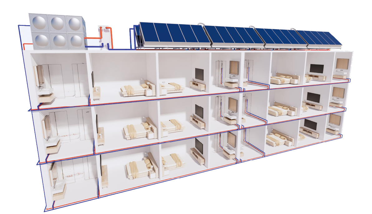 호텔용 태양열 온수 시스템